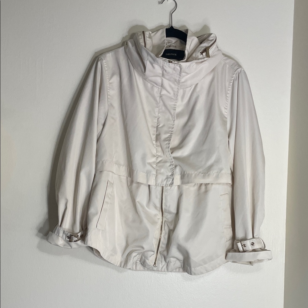 Zara Basic High Neck Rain Jacket With Packable Ho… - image 1